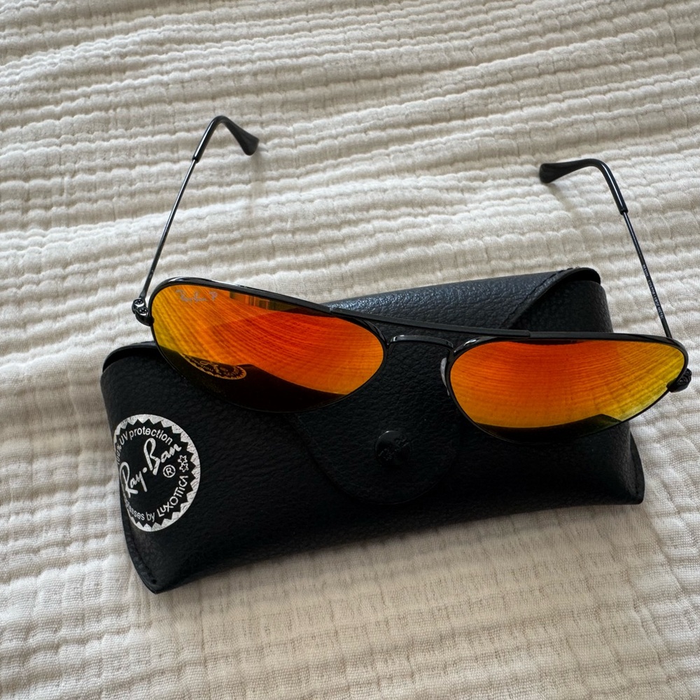 Ray-Ban Aviator Sunglasses with Vibrant Orange Lenses - Picture 5 of 5